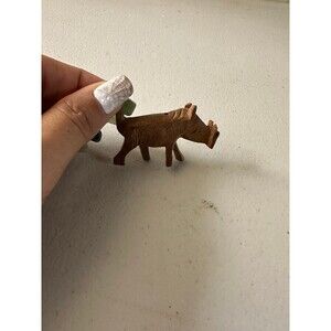 Vintage Hand Carved Sculptured Mini Warthog Wild Boar Pig Wooden Figurine